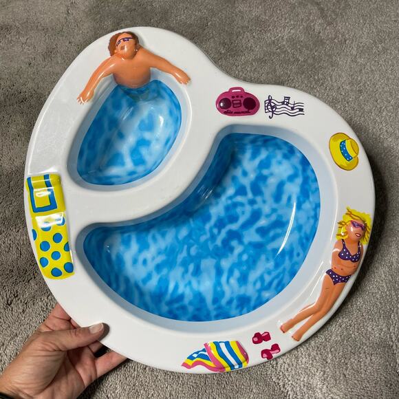 Vintage Poolside Chips and Dip Party Serving Bowl Ullman Company - Picture 2 of 4